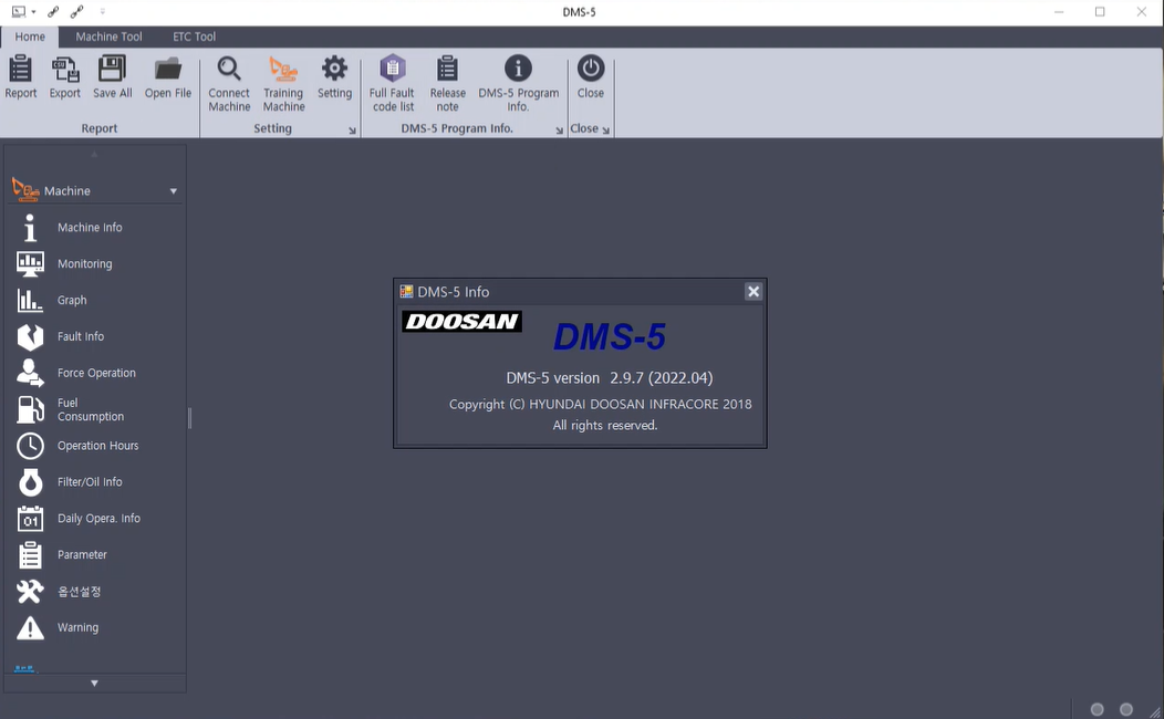 Doosan Excavator / Wheel Loader Monitoring Program DMS-5 v2.9.7 Diagnostic Tool Best & Latest 2022 Version